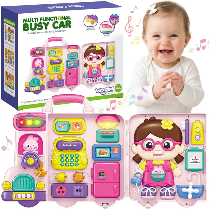 WOOPIE BABY Örvunarspjald — Busy-bíll í tösku, 3 í 1