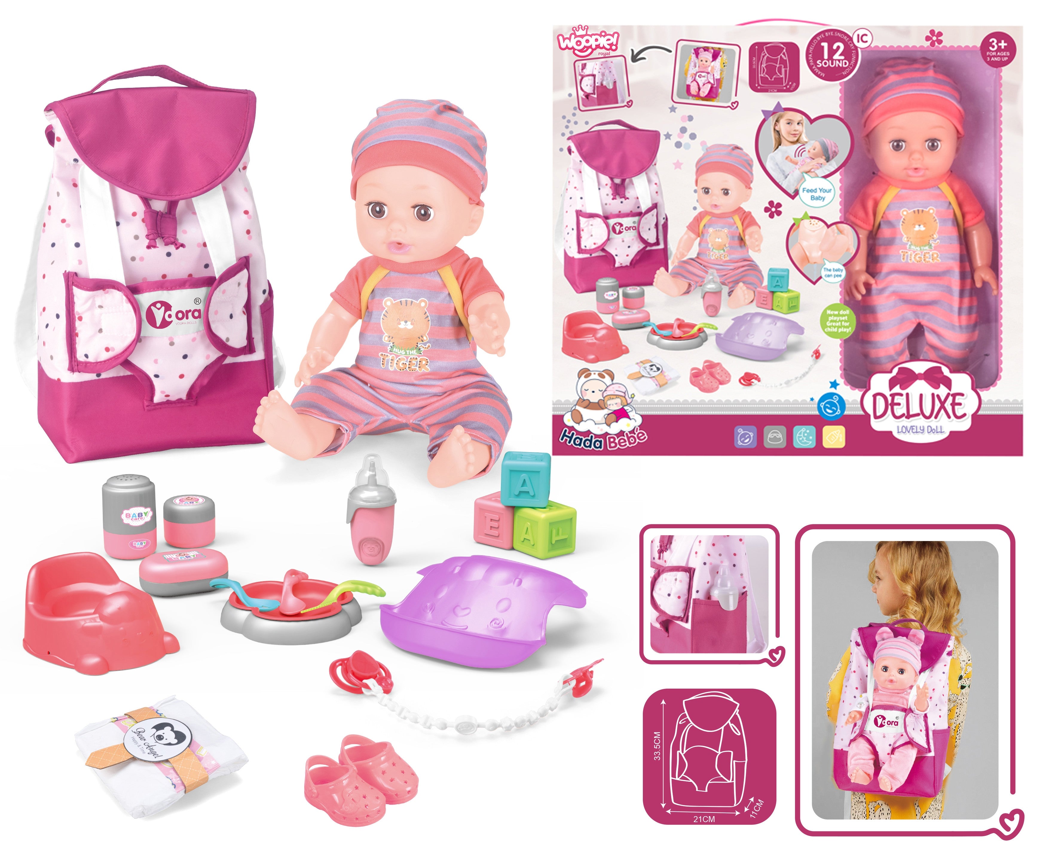 WOOPIE ROYAL Babysitter Doll Set with Accessories 19 pcs.