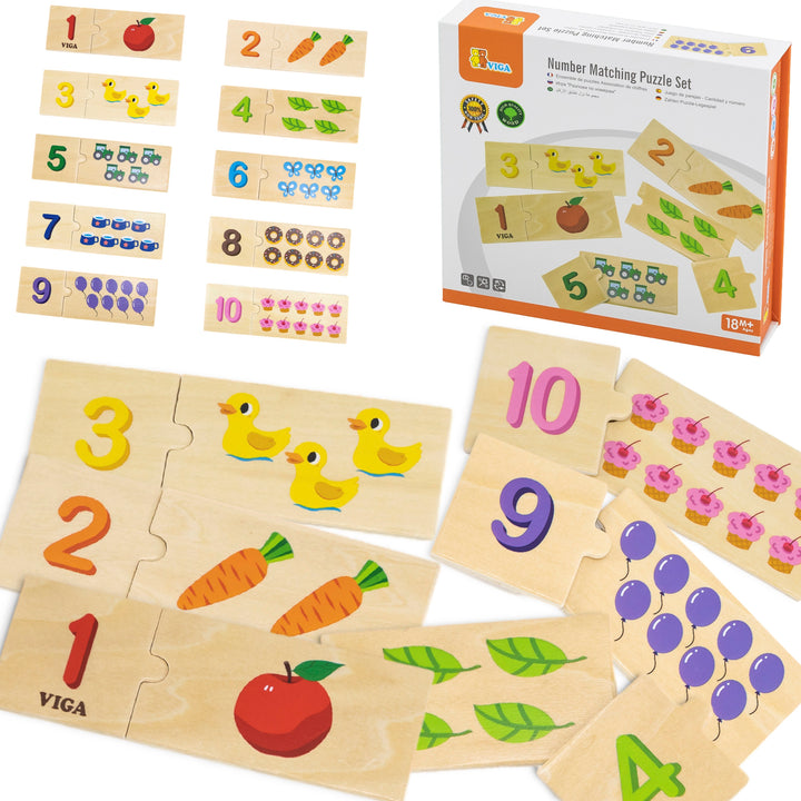 VIGA Viðarpúsl — Lærðu Tölur Montessori