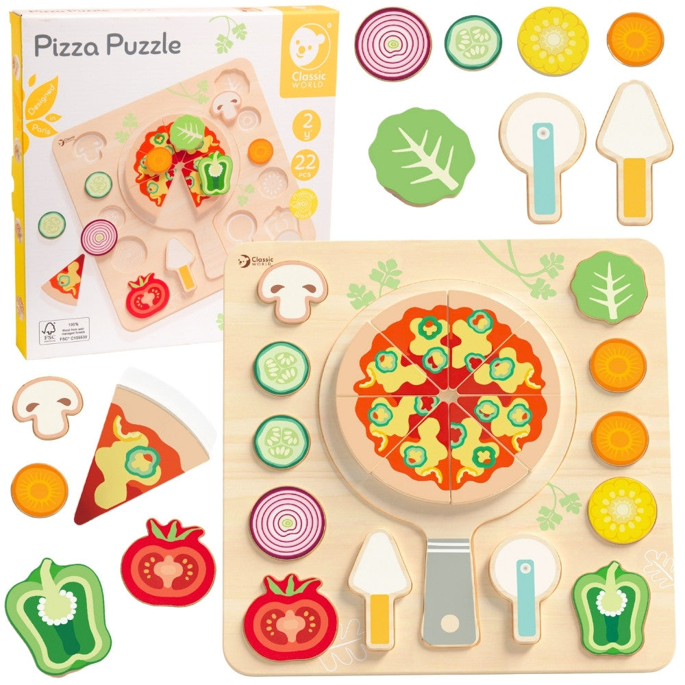 CLASSIC WORLD Pizza-púsl úr tré — 22 hlutar