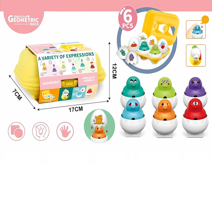 WOOPIE Montessori eggjaleikur — 6 egg með kjúklingum