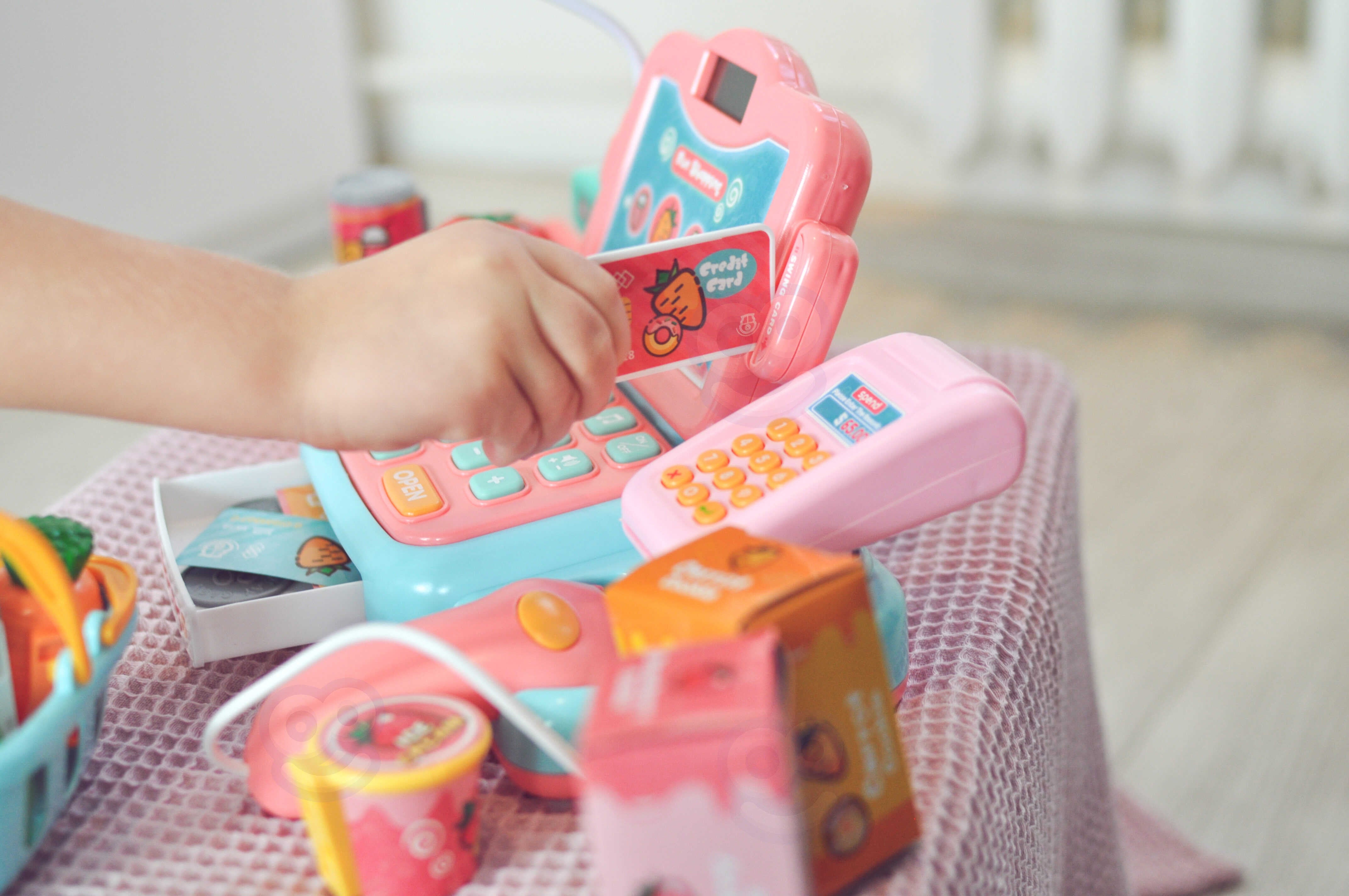 WOOPIE Cash Register For Kids Scanner Scale Microphone + 24 Acc.