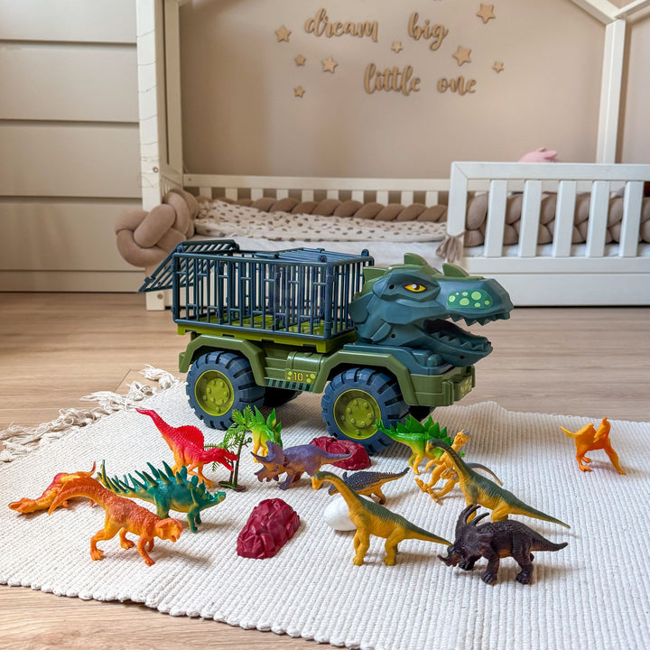 WOOPIE Dínóbíll — T-Rex flutningabíll með 15 dínóum