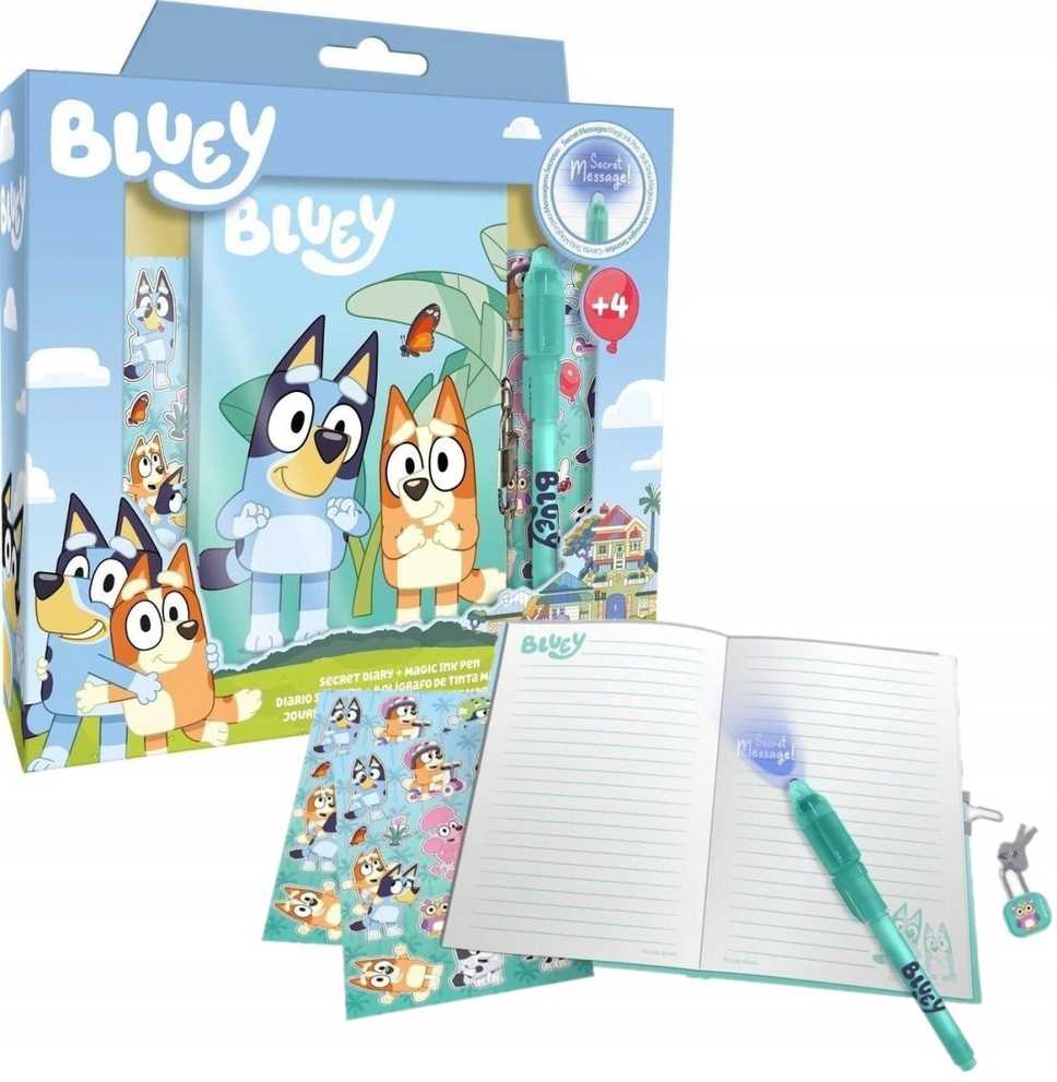 Dagbók með límmiðum og penna - Bluey - Blæja