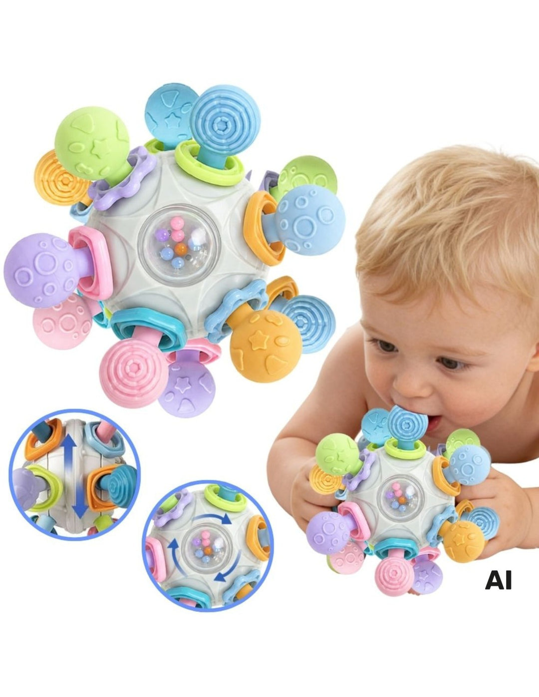 WOOPIE BABY Tannfjöl — Skynjunarhnöttur 3 í 1, 6m+