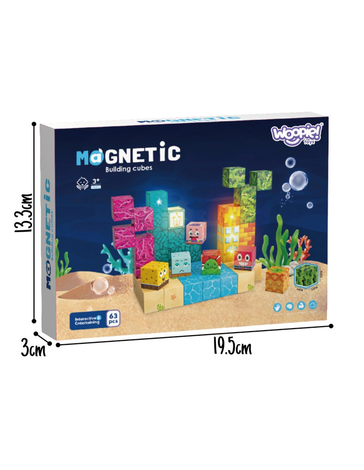 WOOPIE Segulkubbar — Hafið, 63 stk Montessori bygging