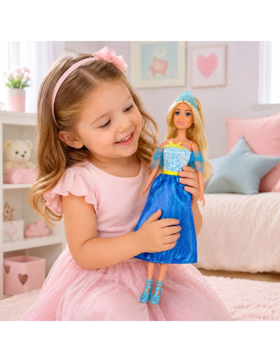 Lily Prinsessudúkkan – WOOPIE | Blá ballkjólsdúkka með krónu